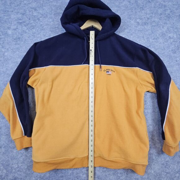 US Polo Assn Men's Fleece‎ Hooded Jacket Size L Blue & Yellow Full Zip Polyester - Picture 9 of 11